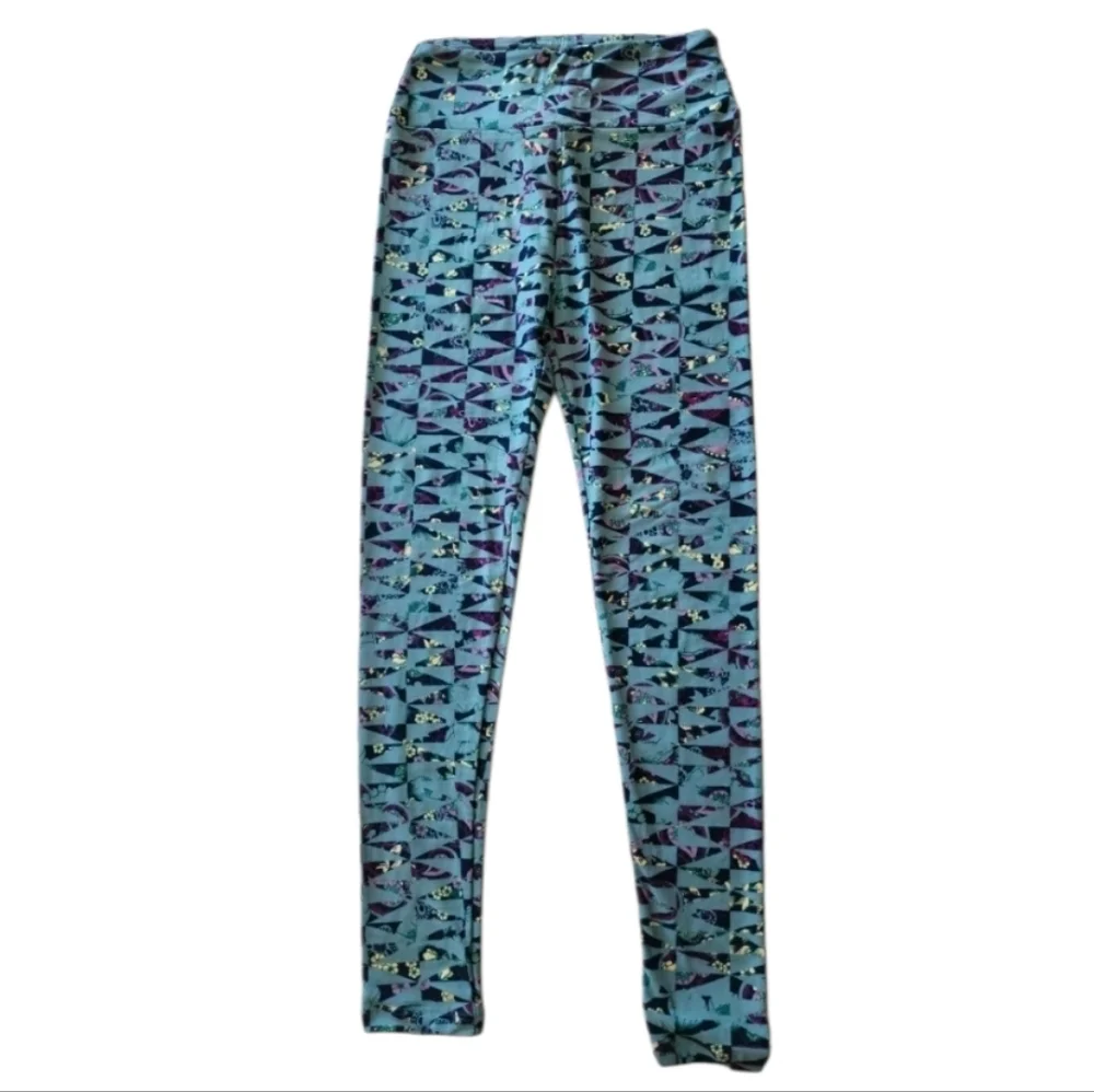 LuLaRoe Blue Geometric Print Stretchy One Size Womens Leggings Ladies Pants